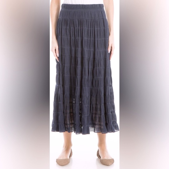 Max Studio NWT Cobalt Cotton Textured Knit Midi Skirt Size Large W16-21” - Picture 3 of 9